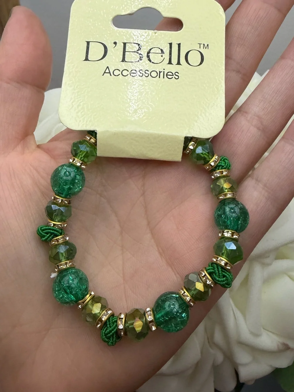 Green Beaded Stretch Bracelet